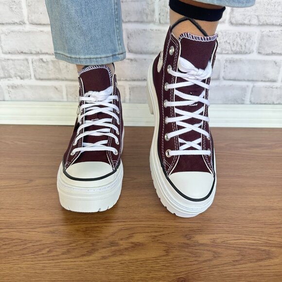 ❤️Converse Chuck Taylor Lugged Heel Platform Hi 7.5 Women Shoes Burgundy A09401C - Picture 4 of 12